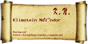 Klimstein Nándor névjegykártya